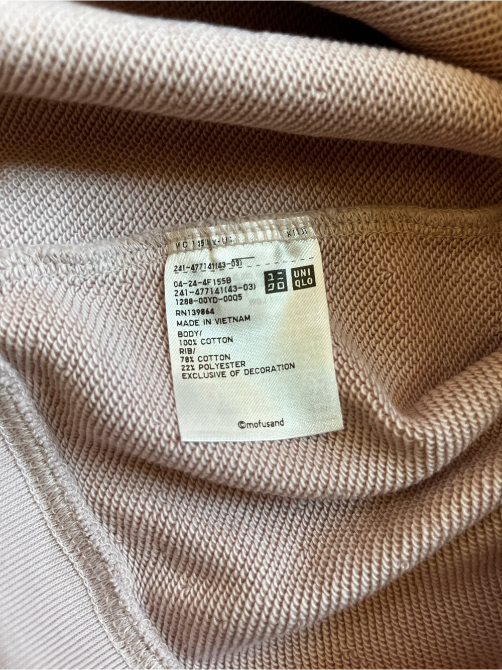Uniqlo Mofusand Lilac-Pink Crewneck Sweatshirt size Small NWT loose fit - Picture 11 of 12